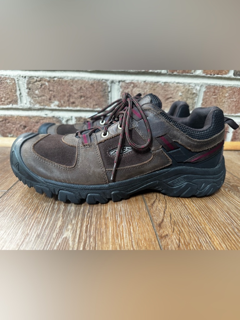 KEEN Brown and Red Men's Trail Hiking Shoes